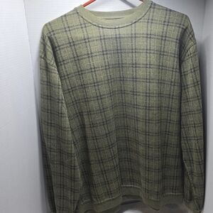 Olive Plaid Crewneck Sweater for Men